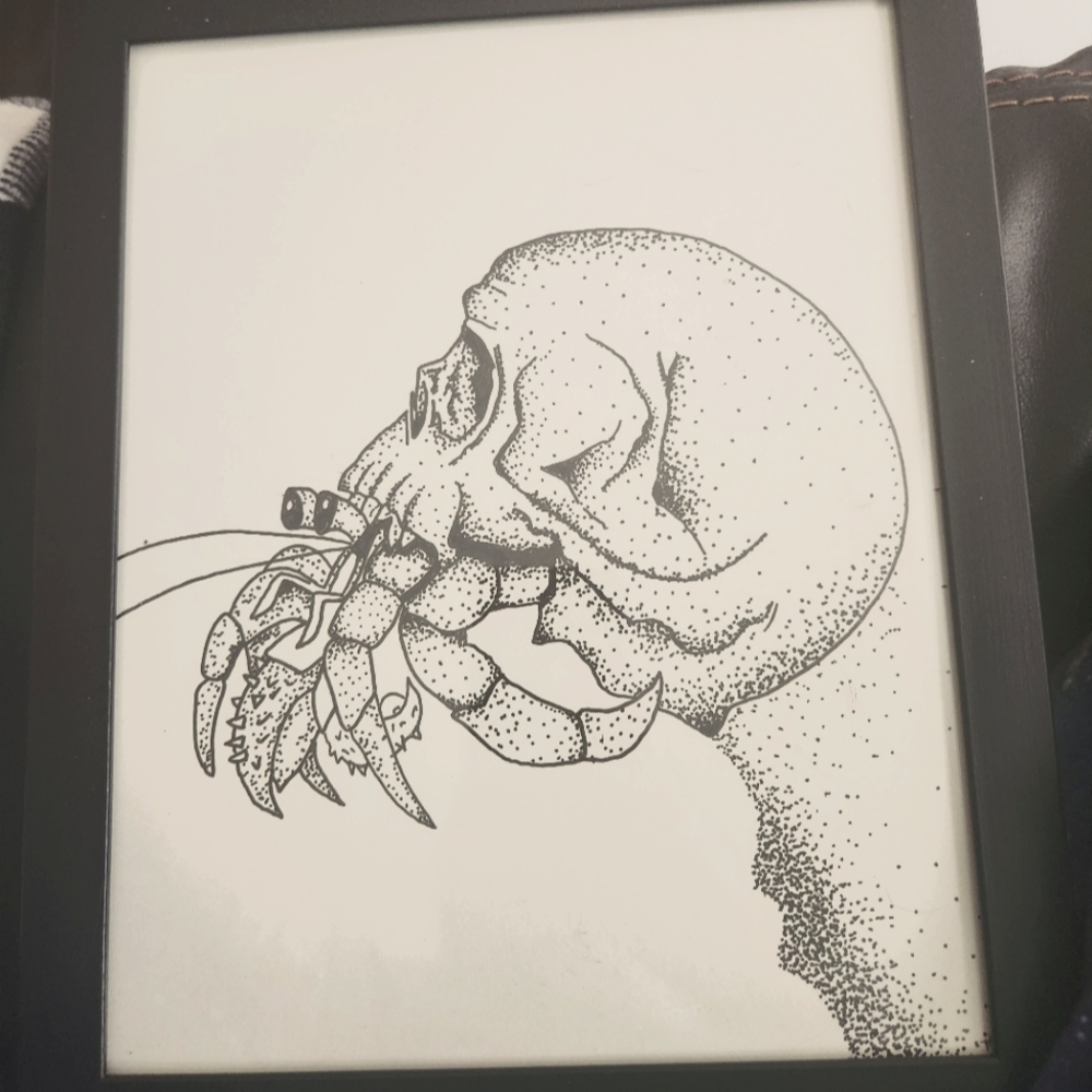 8x10 pen and ink hermit skull